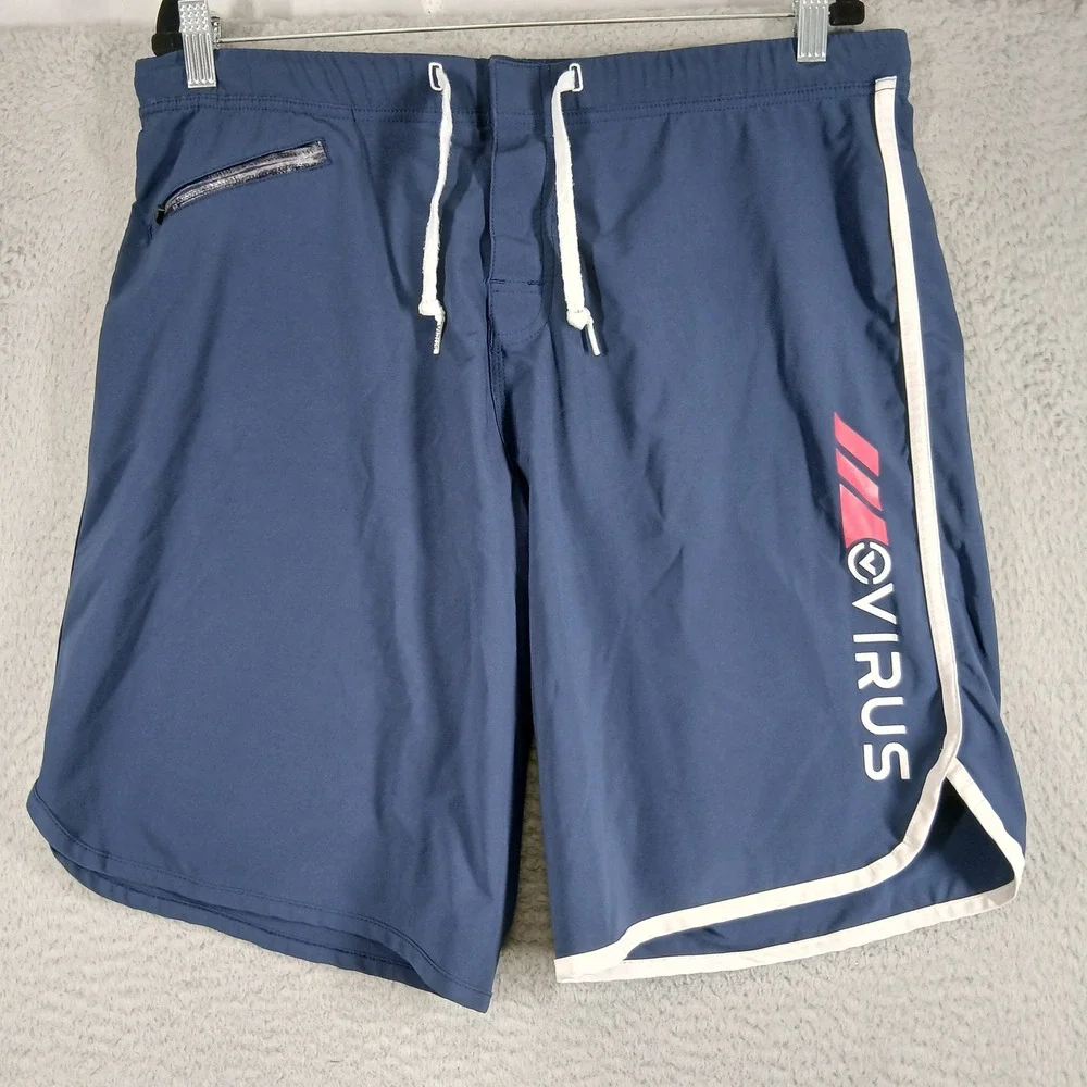 Virus‎ Action Sport Performance Training Gym Shorts Large Blue EUC